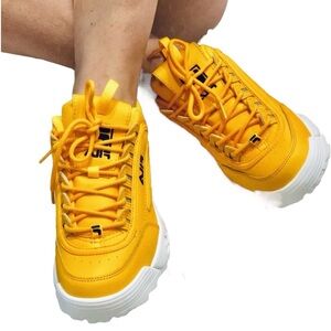 FILA DISRUPTOR 2 CANARY YELLOW BRIGHT SNEAKER SHOE 6.5 US WOMENS LADIES Walkers
